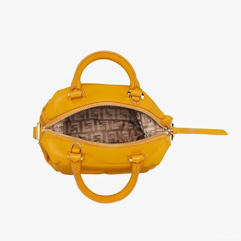Affordable HOT Leather Nappa FF Bag Cube Yellow Mini Fendi In 0516